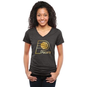 Indiana Pacers Gold Collection V-Neck Tri-Blend T-Shirt - Black - Women's
