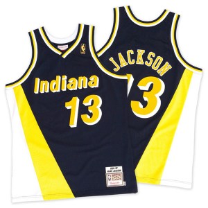 Indiana Pacers Authentic Gold Mark Jackson Navy/ Throwback Jersey - Men's